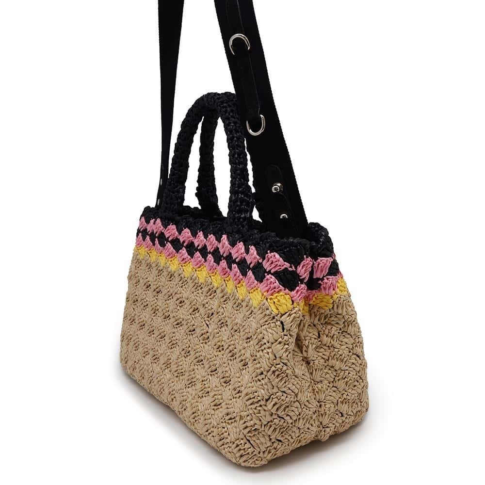Prada Canapa Raffia Handbag Shoulder Bag Black - Picture 2 of 12